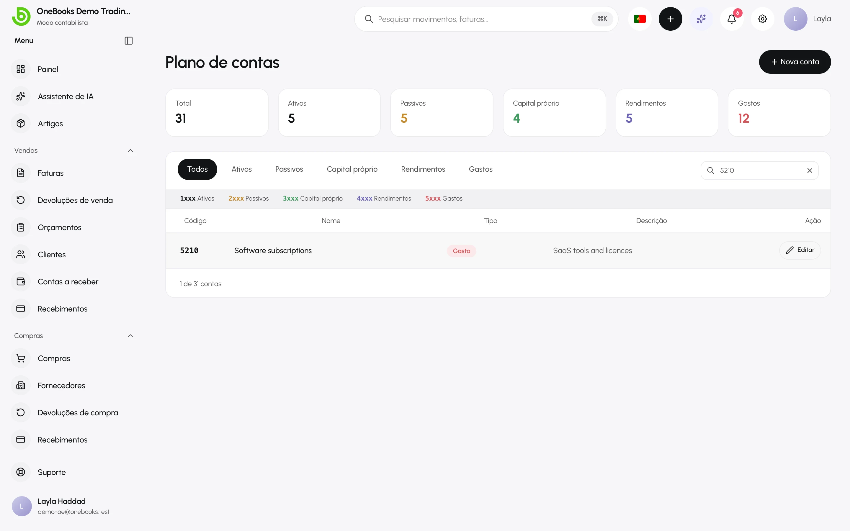 A janela de edição de conta com a opção de arquivar